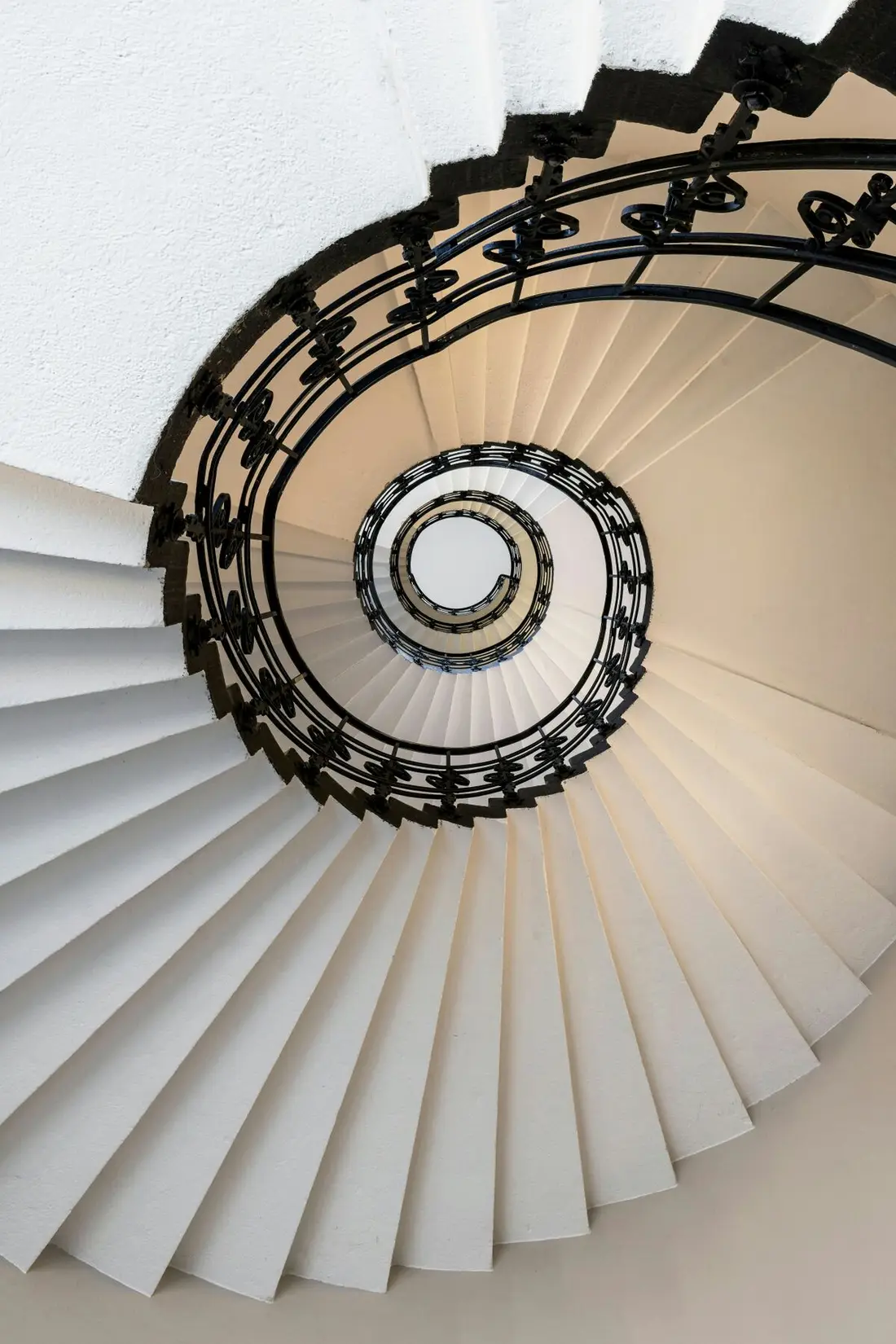 Escalera en espiral vista en planta