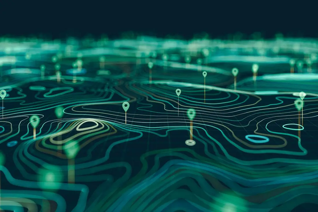 Territorio digitalizado y datos geoespaciales — TPD Lab México Mapa topográfico digital en tonos verdes